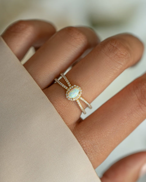 Split Shank Opal Ring Rings by Sami Jewels