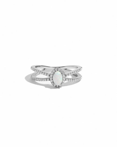 Split Shank Opal Ring Silver Rings by Sami Jewels