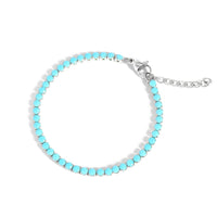 Stainless Steel Turquoise Rhinestone Tennis Chain Bracelet