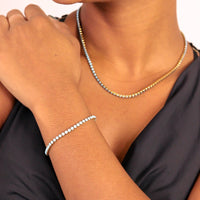 Stainless Steel Turquoise Rhinestone Tennis Chain Bracelet
