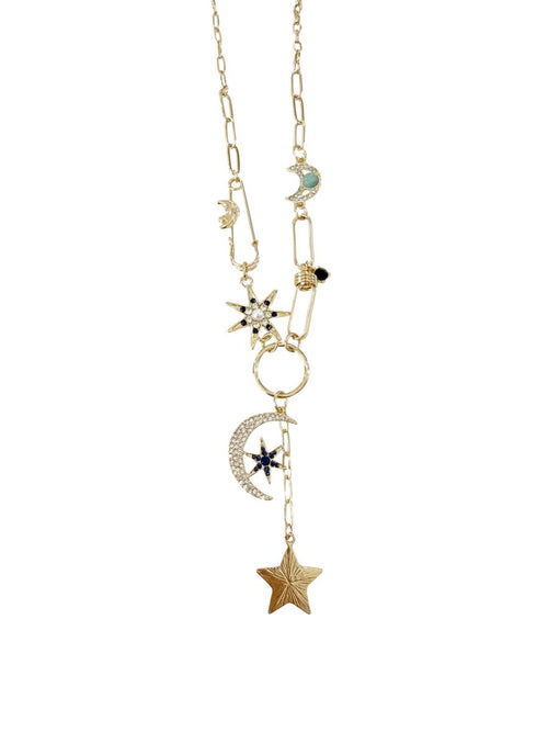 Starry Night Gold Multi Charm Necklace by Gemelli
