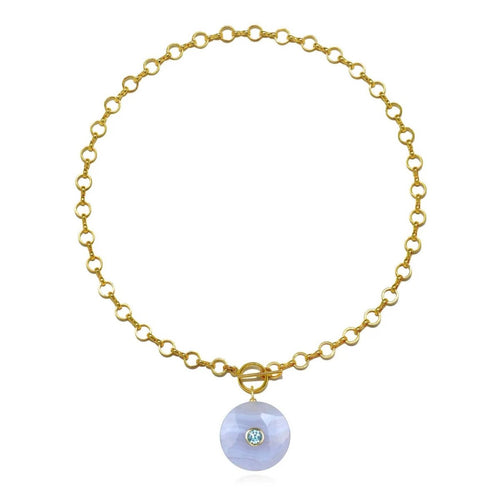 Statement Lace Agate Coin Toggle Necklace