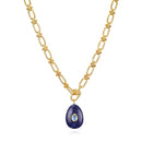 Statement Oval Gemstone Necklace-Lapis