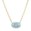 Statement Oval Paperclip Necklace-Aquamarine & Topaz