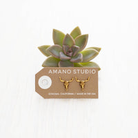 Steer Skull Stud Earrings