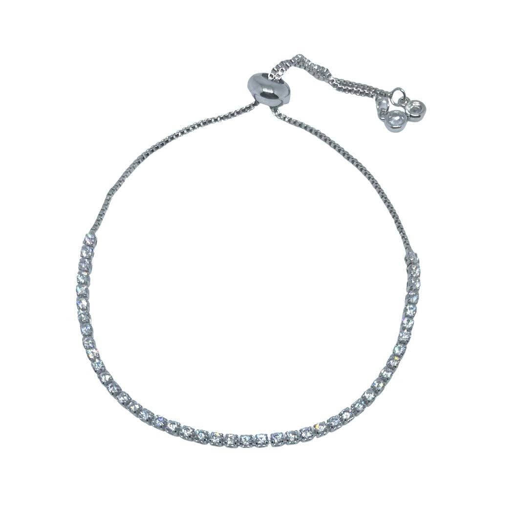 Steph Silver Diamond Chain Slider Bracelet