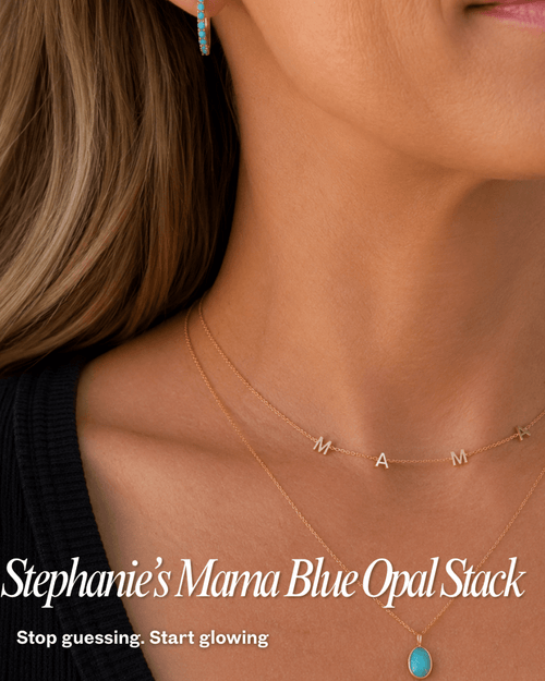 Stephanie’s “Mama” Blue Opal Stack by Red Bird Road