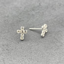 Sterling Silver CZ Cross Studs