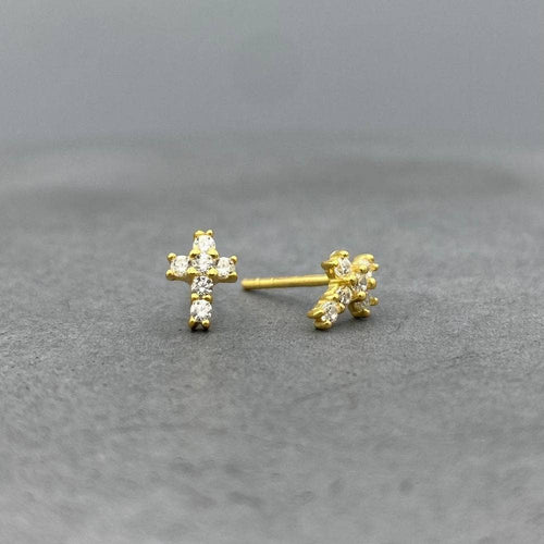 Sterling Silver CZ Cross Studs