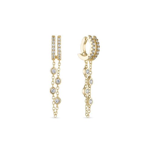 Sterling Silver Double Chain Dangle Drop Huggie Earrings by Emily Volaski