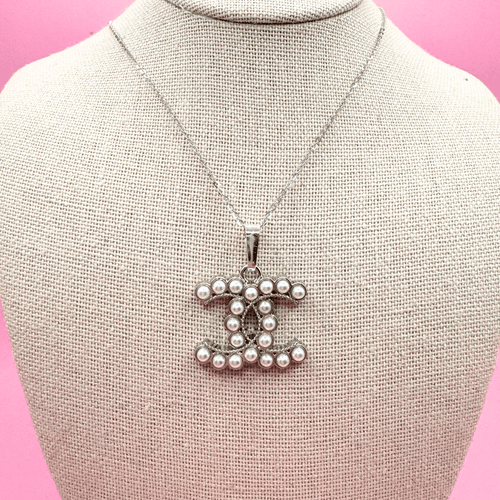 Sterling Silver Flat Cable Pearl Pendant Necklace