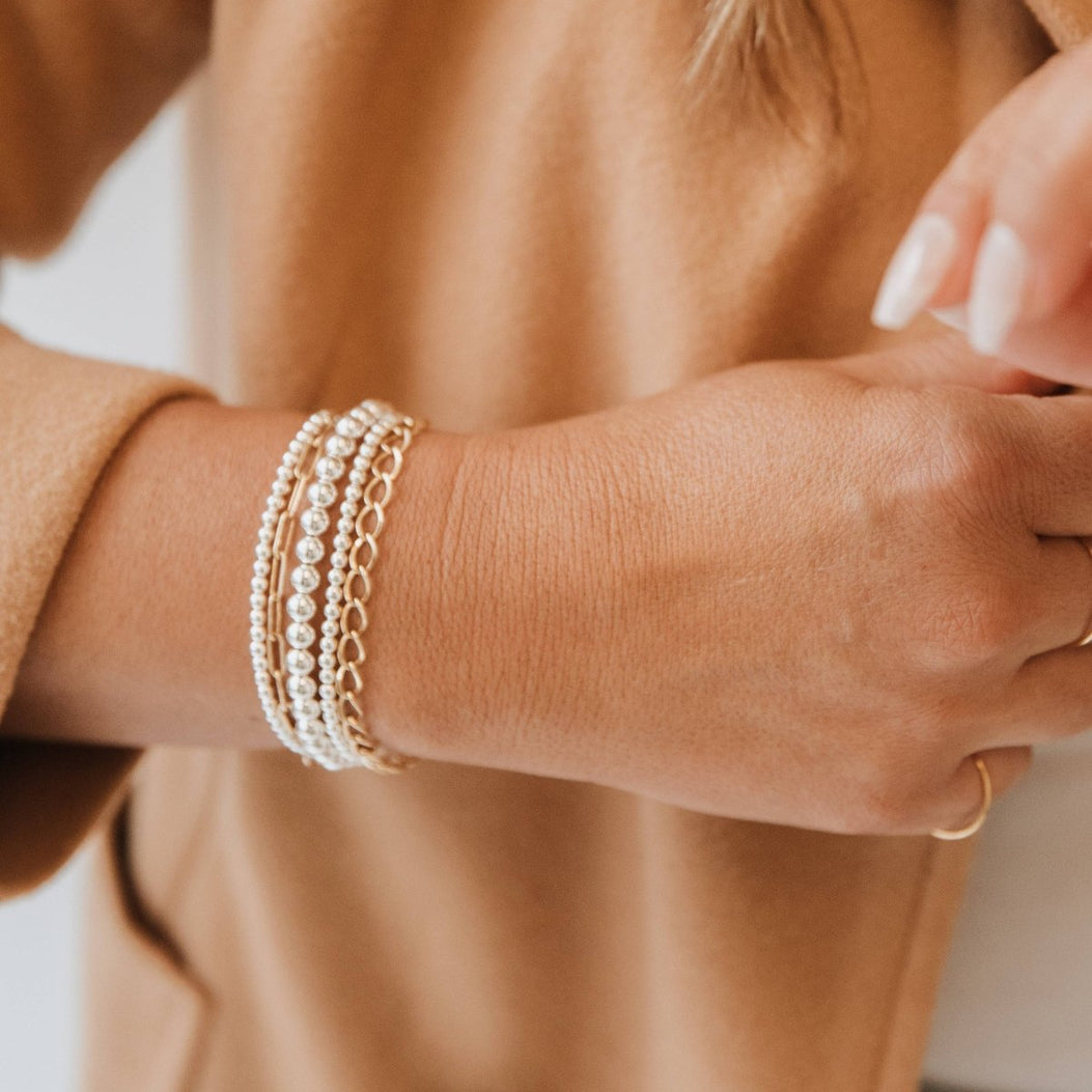 Sterling Silver Luxe Beaded Bracelet: 5MM