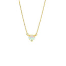 Sterling Silver Opal Necklace with Cubic Zirconia Accent