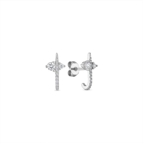 Sterling Silver Radiance Curve CZ Stud Earrings by Emily Volaski