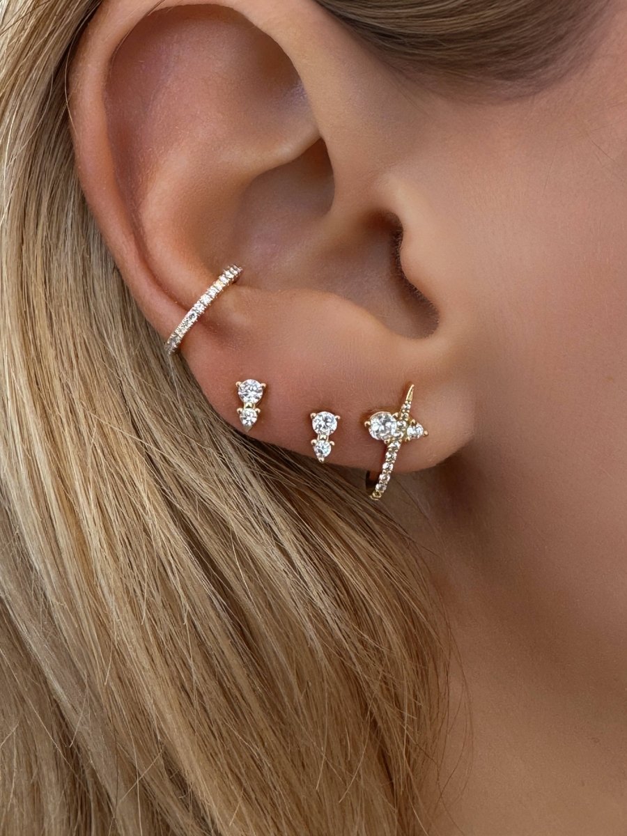 Sterling Silver Radiance Curve CZ Stud Earrings by Emily Volaski