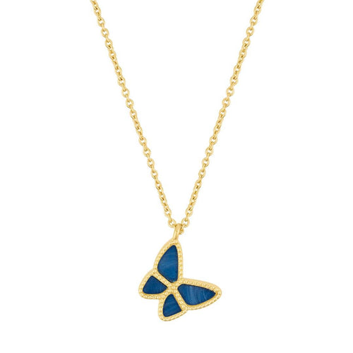 Stunning Blue Butterfly Necklace in 14k Gold Plating by Adornia
