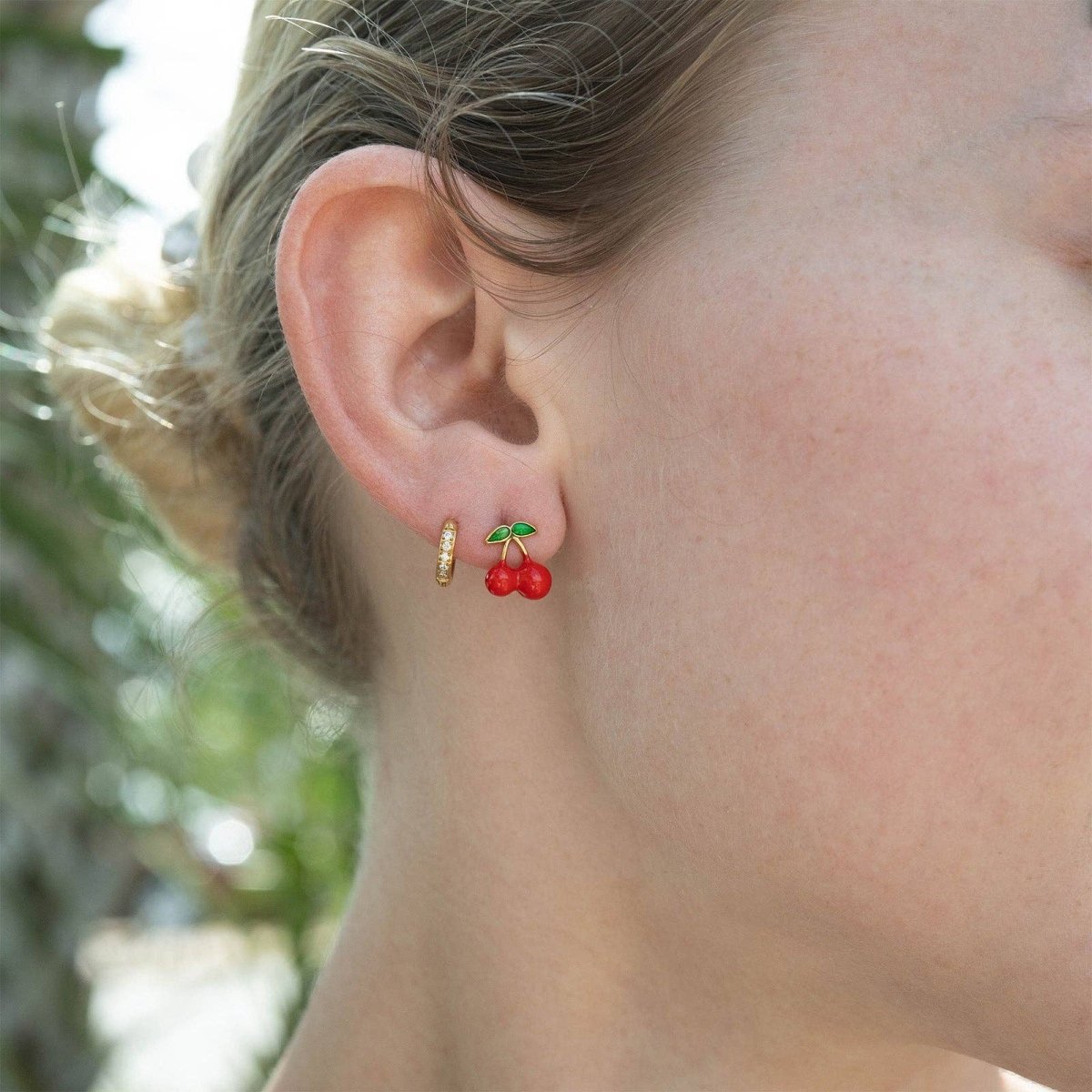 Summer Cherry 18K Gold Stud Earrings