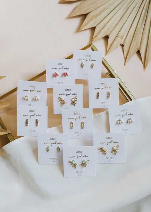 Sun Ray - Fire Opal - Gold Earrings for Elegant Style