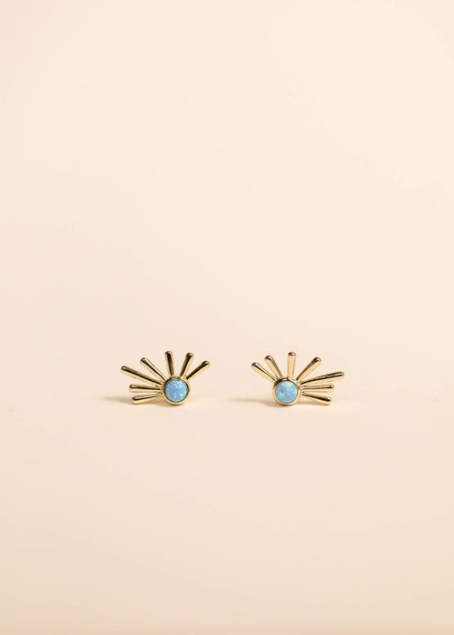 Sun Ray - Fire Opal - Gold Earrings for Elegant Style