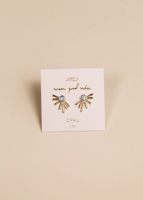 Sun Ray - Fire Opal - Gold Earrings for Elegant Style