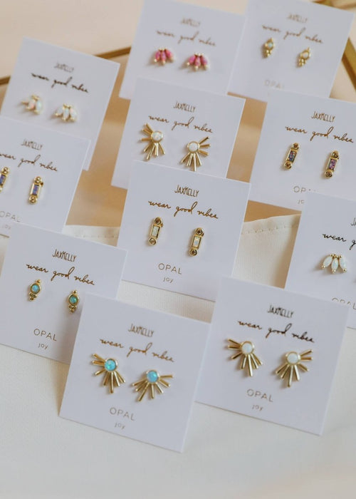 Sun Ray - Fire Opal - Gold Earrings for Elegant Style