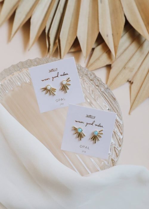 Sun Ray - Fire Opal - Gold Earrings for Elegant Style