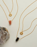 Sun Salutation Necklace Set Onyx 14k Gold Plated Brass