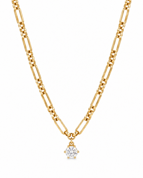 Sutton Solitaire CZ Chain Necklace - Red Bird Road