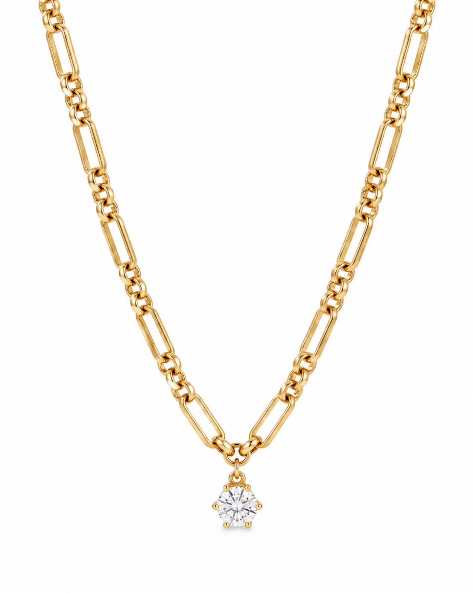 Sutton Solitaire CZ Chain Necklace - Red Bird Road