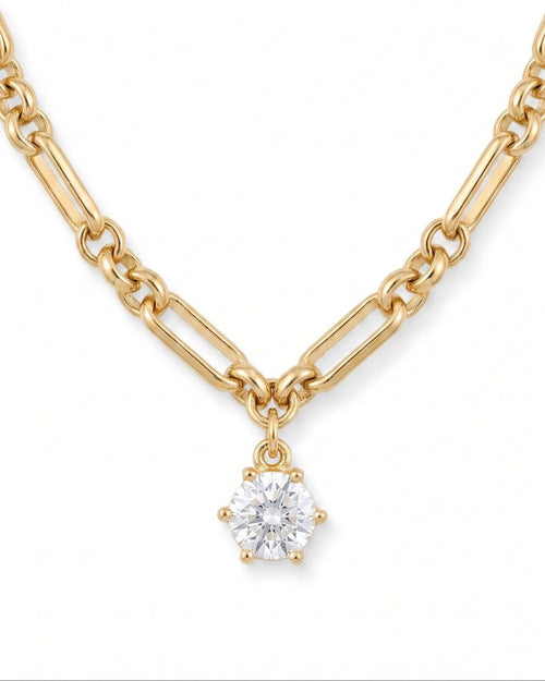 Sutton Solitaire CZ Chain Necklace - Red Bird Road
