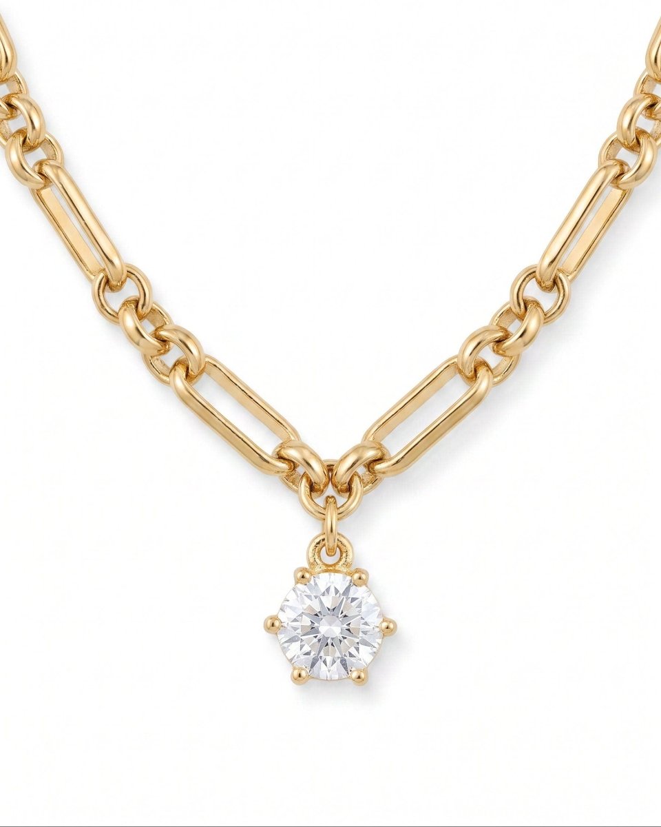 Sutton Solitaire CZ Chain Necklace - Red Bird Road
