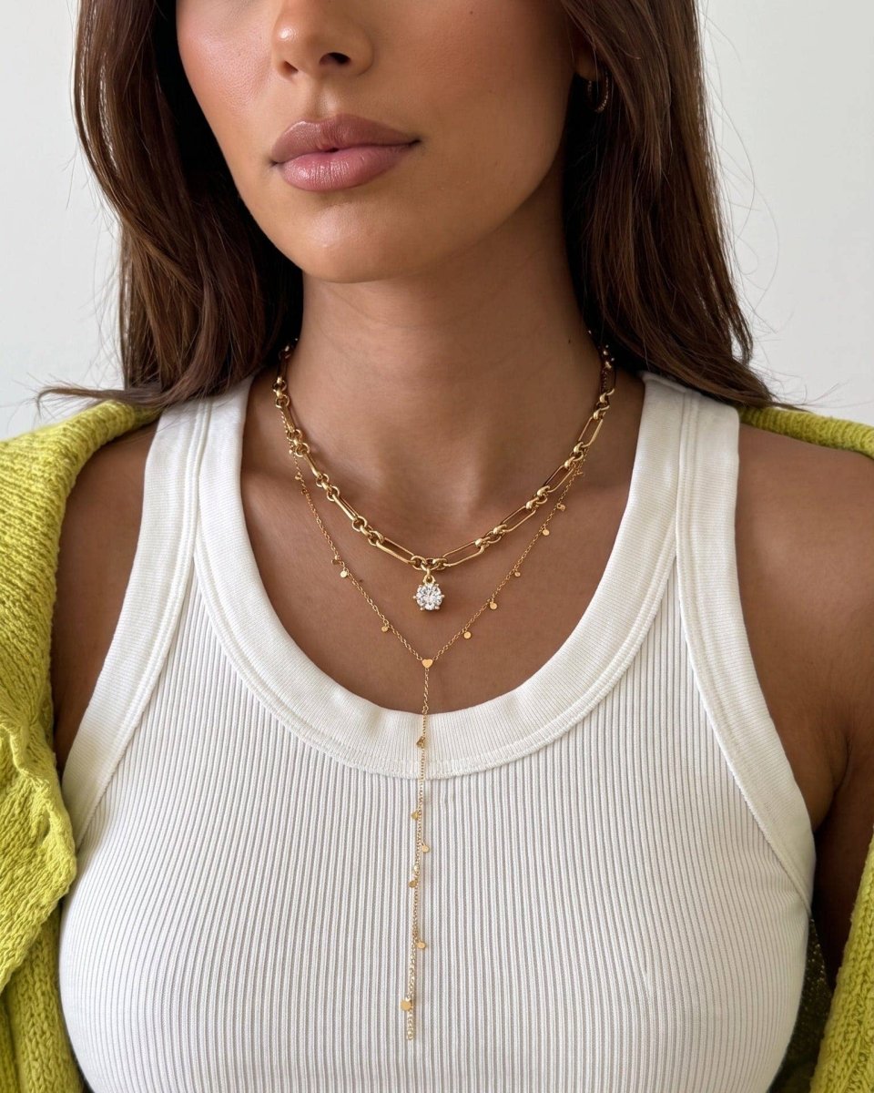 Sutton Solitaire CZ Chain Necklace - Red Bird Road