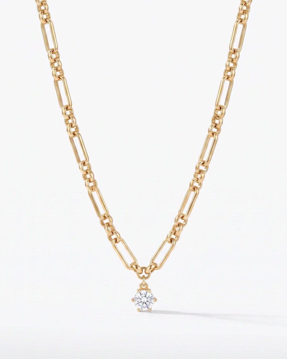 Sutton Solitaire CZ Chain Necklace - Red Bird Road