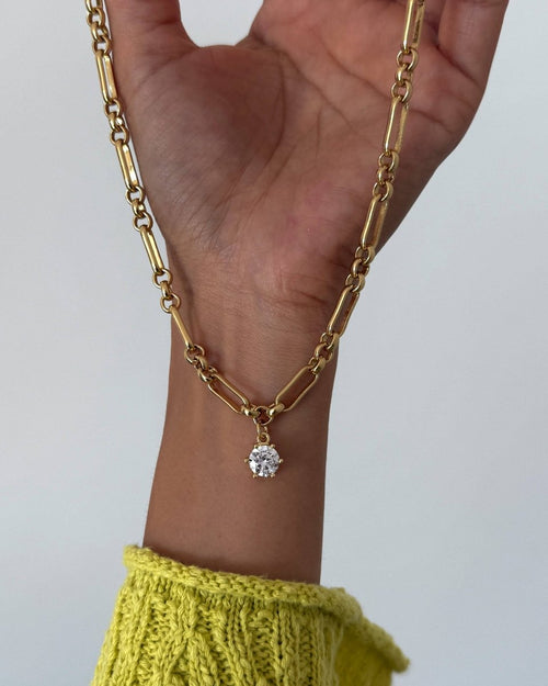 Sutton Solitaire CZ Chain Necklace - Red Bird Road