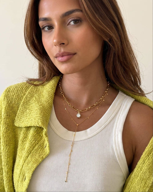 Sutton Solitaire CZ Chain Necklace - Red Bird Road