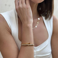Synergy 14k Gold Plated Pave Nail Bangle for Women