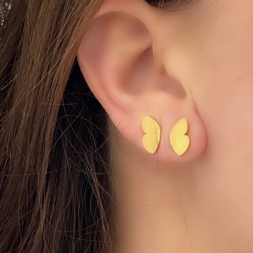 Take Flight Butterfly Wings 18k Gold Stud Earrings Set