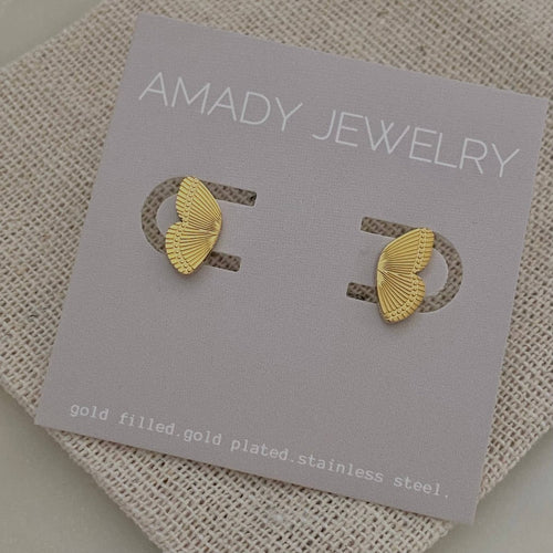 Take Flight Butterfly Wings 18k Gold Stud Earrings Set