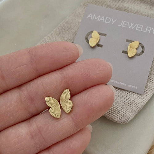 Take Flight Butterfly Wings 18k Gold Stud Earrings Set