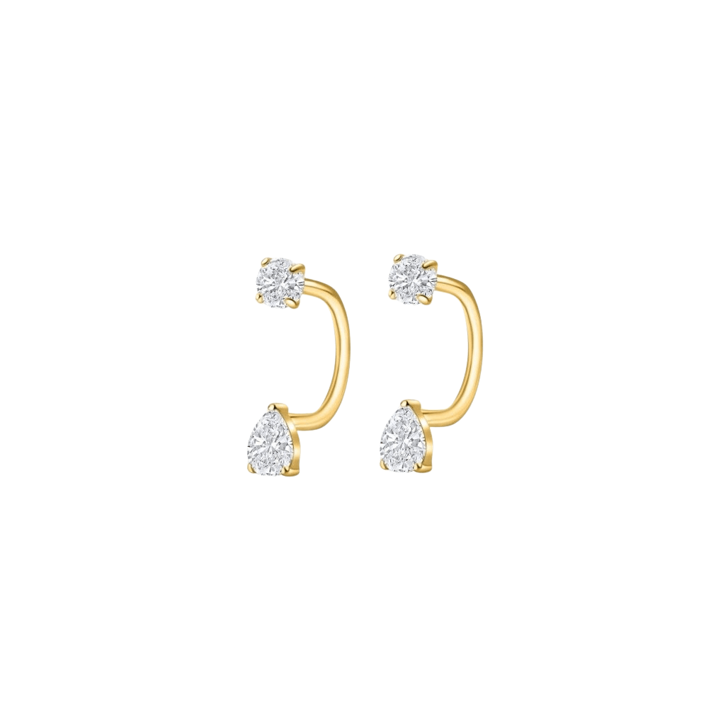 Teardrop Arc Hoop Earrings: Gold