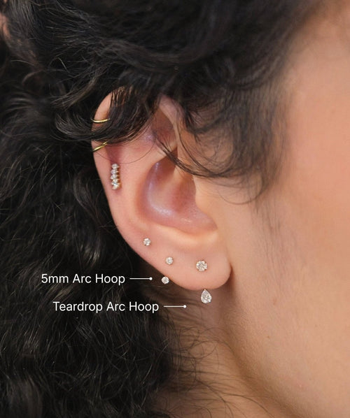 Teardrop Arc Hoop Earrings: Gold