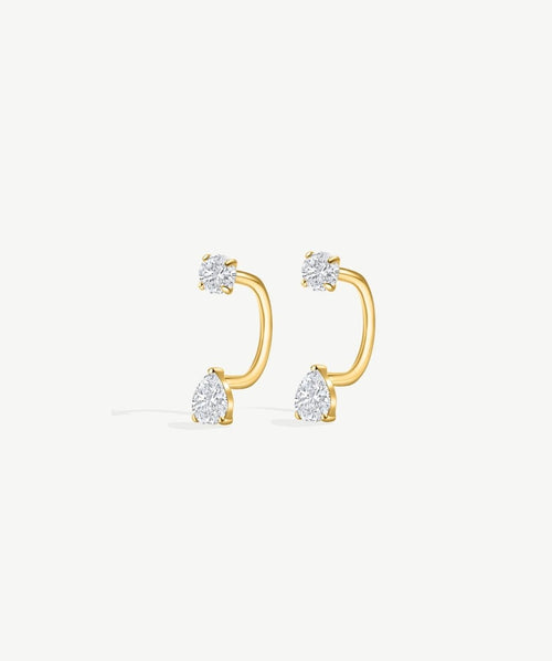 Teardrop Arc Hoop Earrings: Silver