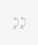 Teardrop Arc Hoop Earrings: Silver