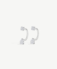 Teardrop Arc Hoop Earrings: Silver