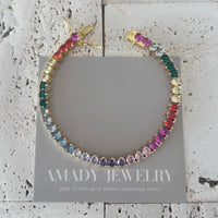 Tennis bracelet Colorful rainbow crystals