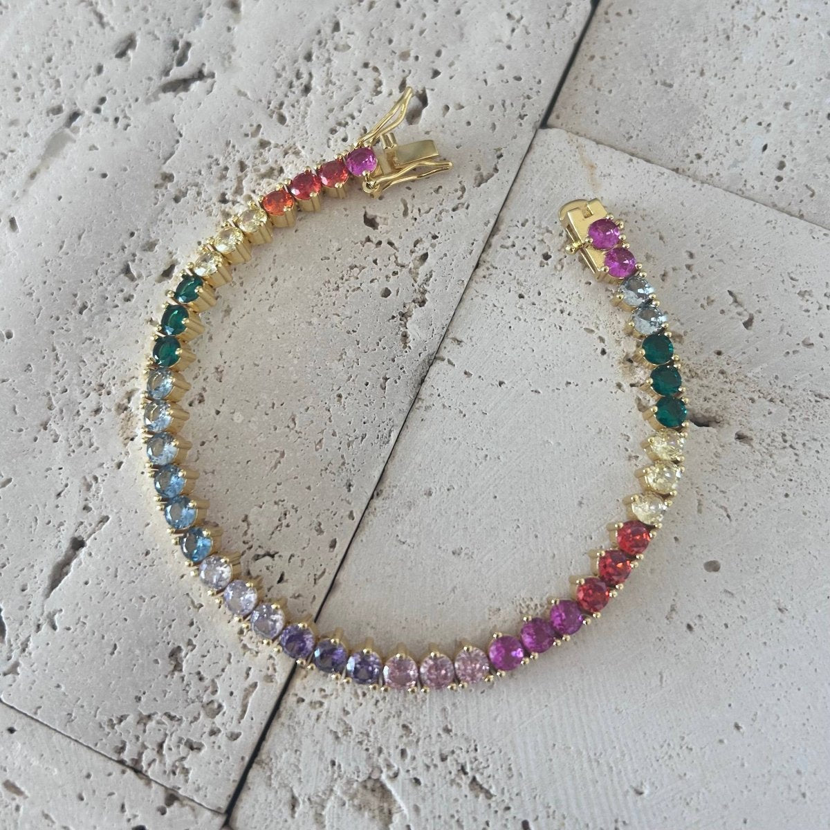 Tennis bracelet Colorful rainbow crystals