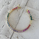 Tennis bracelet Colorful rainbow crystals
