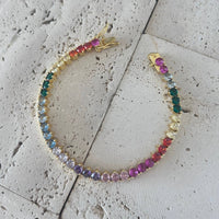 Tennis bracelet Colorful rainbow crystals