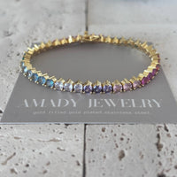 Tennis bracelet Colorful rainbow crystals
