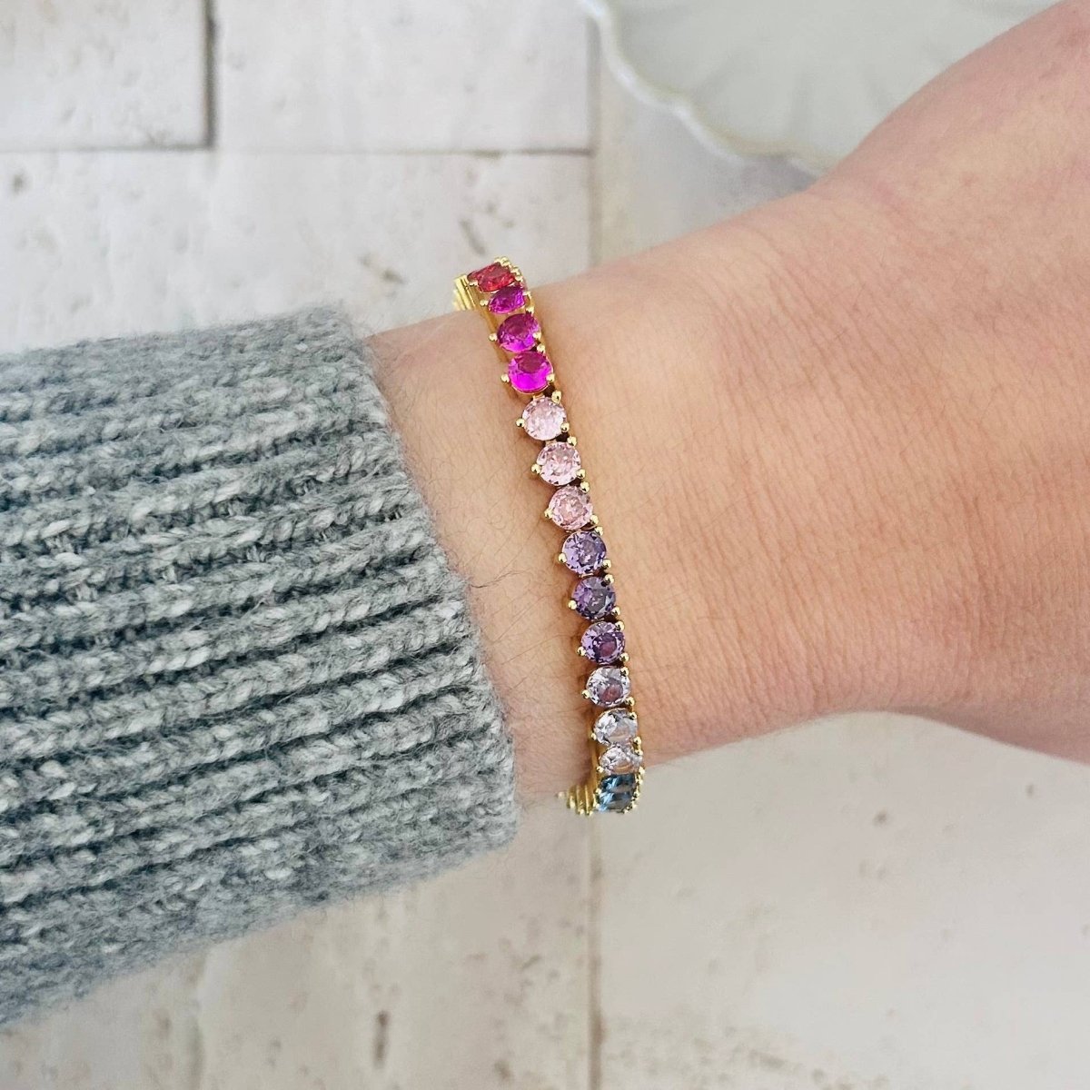 Tennis bracelet Colorful rainbow crystals